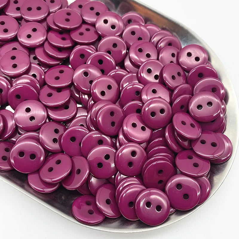 50pcs 11.5mm Colours Double Eye Bread Button Round Resin Sewing Buttons Diy Scrapbooking Multicolour - 03