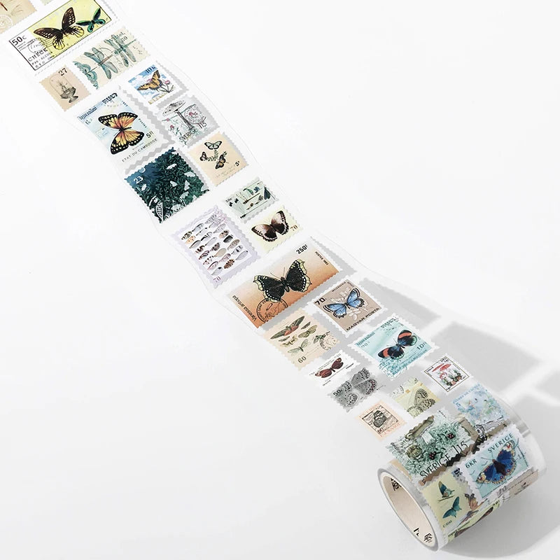 55mmx2m Vintage Stamp Tape Style Stickers 1 roll Decorative collage Diary Album Scrapbooking material Craft Supplies