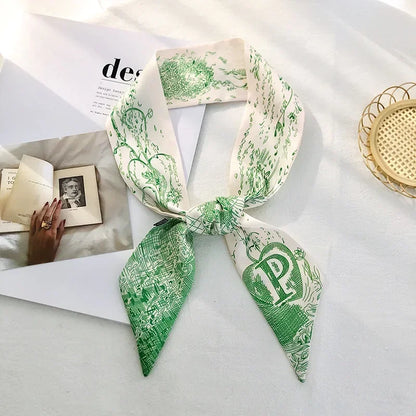 Super Beautiful Scarf 26 Letters Silk Scarf Headband Jungle Alphabet Print Bag Streamer Women Fashion Brand Design Silk Scarf