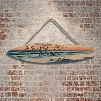Beach Style Surfboard Wall Decor - Tropical Seascape Art on Wood-Like Material - Lightfast Design for Indoor/Outdoor Use