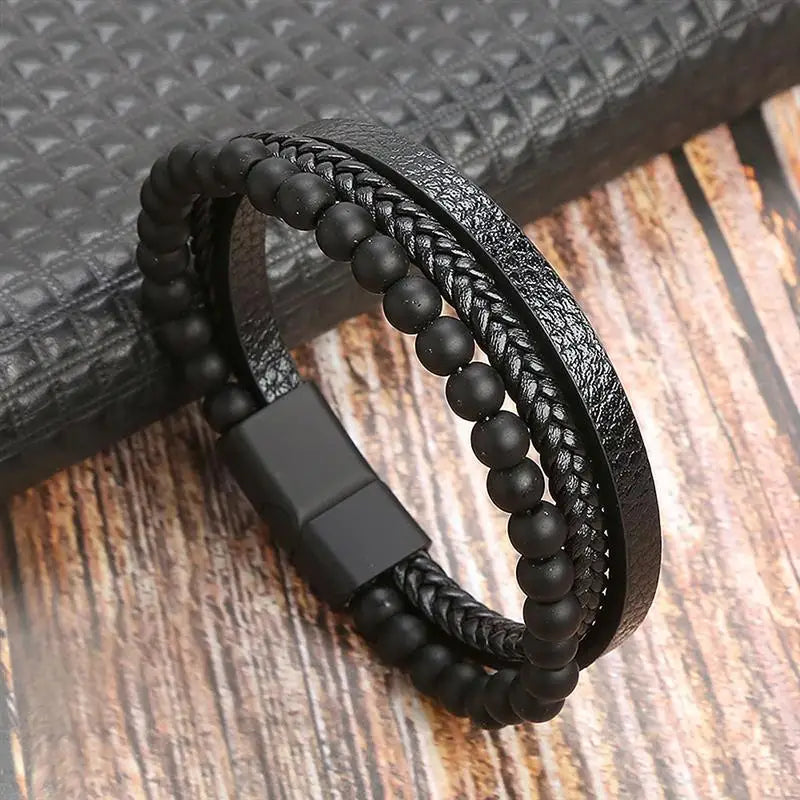 Classic Men's Leather Bracelet New Style Hand-woven Multi-layer Combination Accessory Fashion Man Jewelry