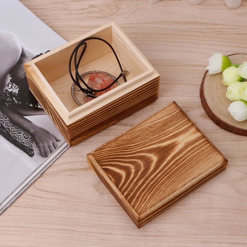 Handmade Wooden Box With Lid Storage Case Crafts Sundries Organizer 2 Sizes B03E