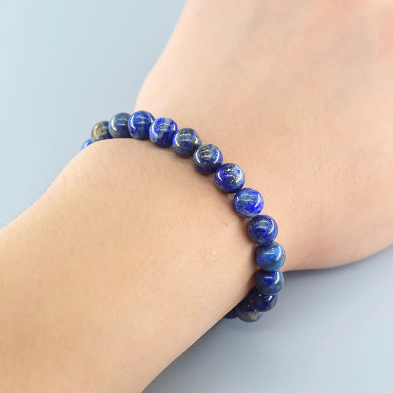Real 5A Natural Lapis Lazuli Stone Beads Bracelet Homme Elastic Energy Healing Jewelry for Women Gift for Boyfriend