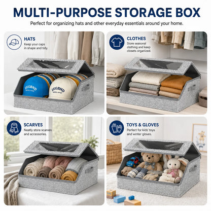 Hat Storage Box For Baseball Caps Clear Window Closet Organizer Dustproof Cap Holder Bag With Zipper Holds 24 Hats