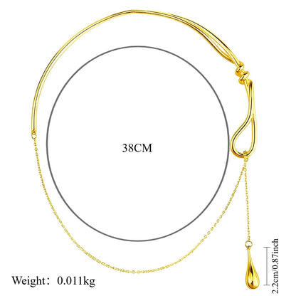 Lariat Y Necklace Choker Asymmetrical Knot Liquid Teardrop Pendant Minimalist Statement Collar Ornaments Jewelry Charms Set