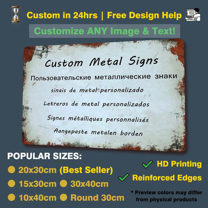Custom Metal Tin Sign Vintage Wall Art Poster Personalise Room Decoration, Personalized Gift Free Design