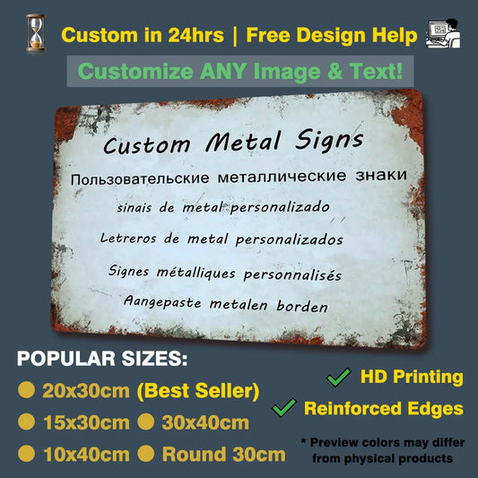 Custom Metal Tin Sign Vintage Wall Art Poster Personalise Room Decoration, Personalized Gift Free Design