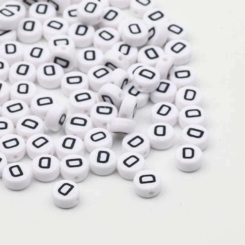 50/100pcs/lot 7x4mm White Round A-Z Alphabet Letter Acrylic Loose Spacer Beads for Jewelry Making Diy Bracelet Accessories
