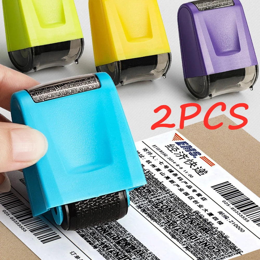 2Pcs Stamp Roller Anti-Theft Protection ID Seal Smear Privacy Confidential Data Guard Information Data Identity Address Block