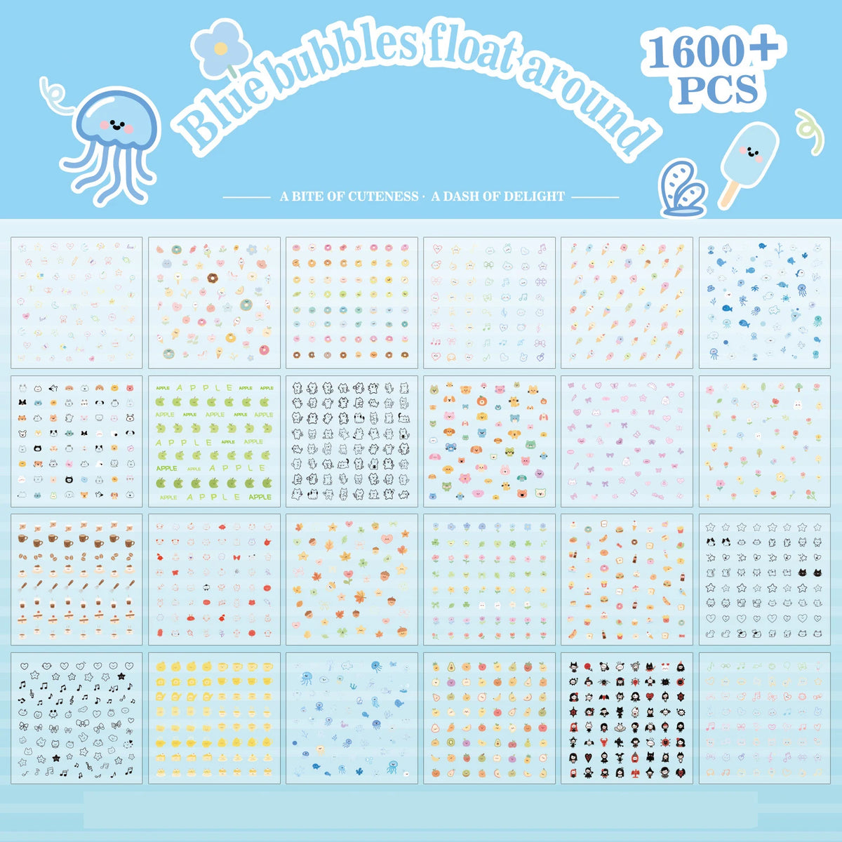 24 Mini Sticker Sheets for DIY Phone Case Decorations Minimalist Design Classic Color Combinations Adorable Stickers