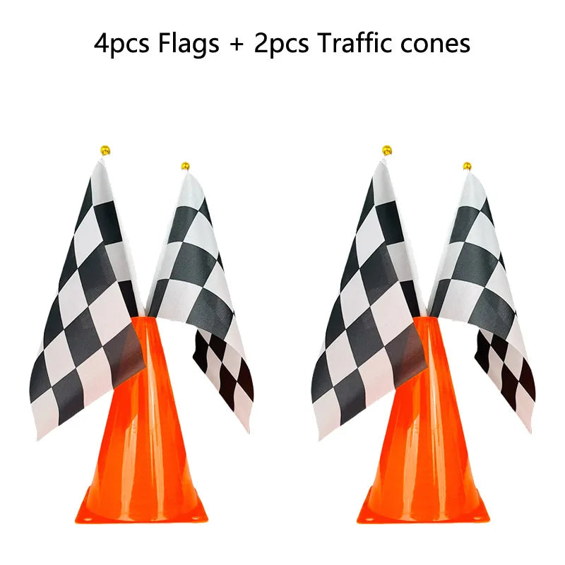 1pc Racing Car Tablecloth Black Racing Track Table Runner Racing Car Party Supplies Decor Racing Flags Table Centerpieces