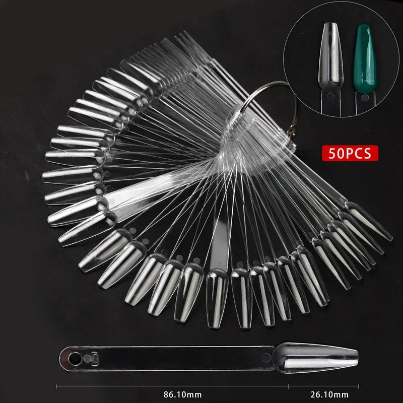 50 Tips Clear Nail Swatches Color Card Display Chart Gel Polish Template Nail Art Sample Stand Acrylic Palette for Nail Salon