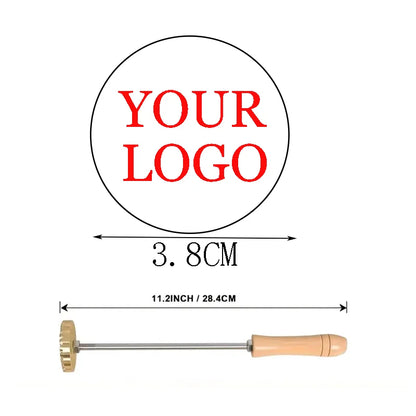 Custom Logo Branding Iron for Burger - Personalized Brass Steak & Burger Brander | Professional BBQ, Coconut, Cake Stamp