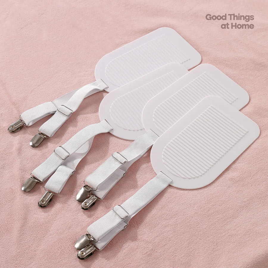 Bed Sheet Clips Adjustable Bed Sheet Holder Straps Set of 4 Elastic Fitted Bedding Clips Fasteners for Home Hotel - 4 pcs