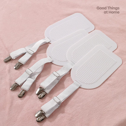 Bed Sheet Clips Adjustable Bed Sheet Holder Straps Set of 4 Elastic Fitted Bedding Clips Fasteners for Home Hotel - 4 pcs