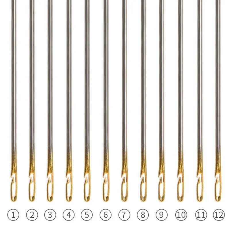 30pcs Blind Sewing Needle Elderly Stainless Steel Quick Automatic Self-Threading Needle Stitching Pins DIY Punch Needle Threa