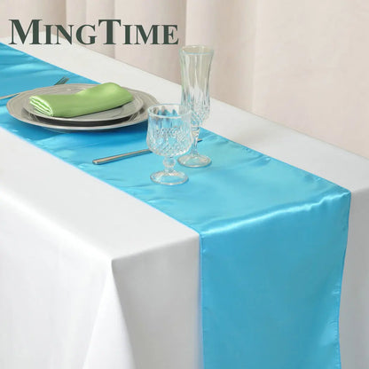 Satin Table Runner 30cm X 275cm Wedding Party Supply Christmas Home Modern Coffee Dining Luxury Table Decoration 12" X 108" -