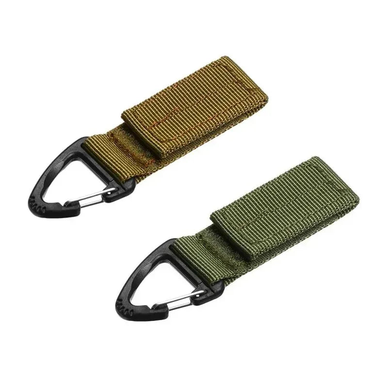 1/2/3Pcs Tactical Hanging Key Hook Clip Clamp Buckle Nylon Webbing Molle Belt Carabiner Outdoor Strap Climbing Accessories - 