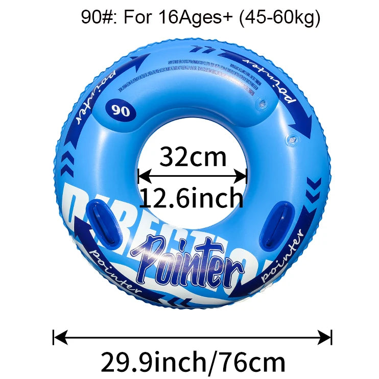 Double Balloon Inflatable Swimming Ring，Beach toys Pool Floaties for Adults,Swim Inner Tube for Pool - Blue 90