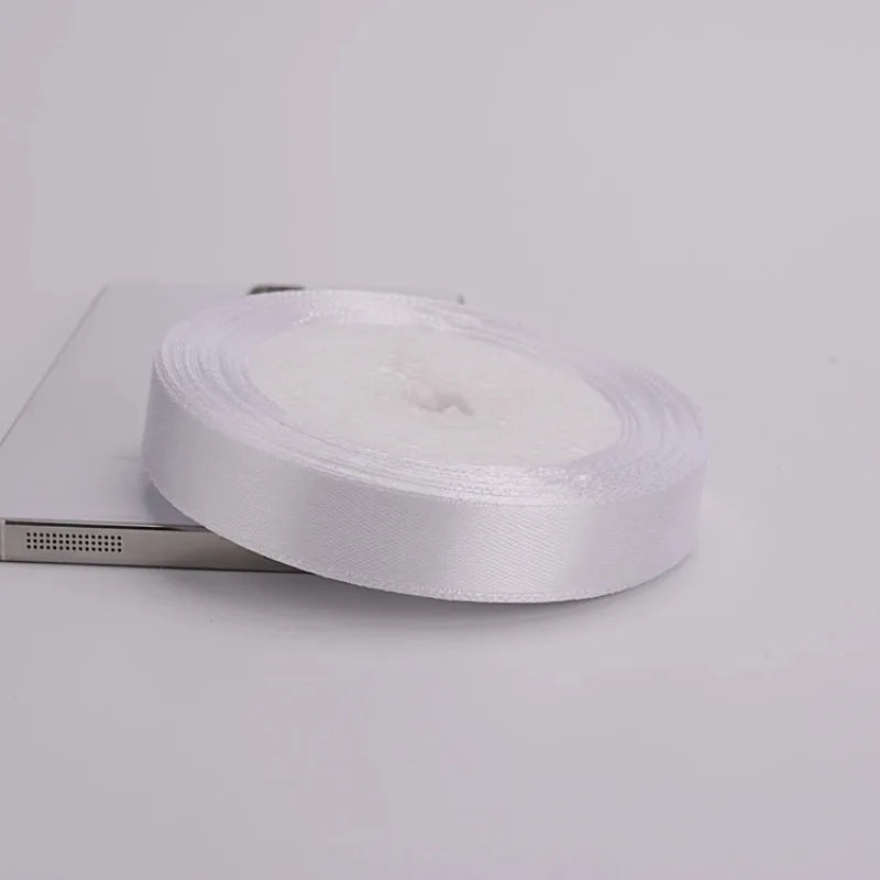 (25yards/roll)6mm-75mm White Silk Satin Ribbons Wedding Decorative Ribbon Gift Wrapping DIY Handmade Materials 9 Size