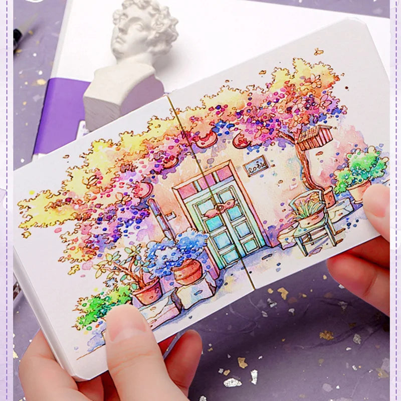 Watercolor paper painting book thick paper GSM300g square portable pocket book sketch 50% cotton pulp watercolor drawing book