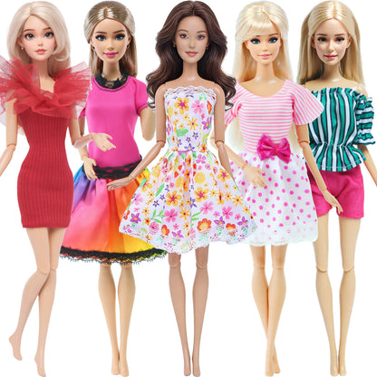 5 Set 3 Set Handmade Fashion Doll Outfit Daily Casual Wear Blouse Shirt Vest Bottom Pants Skirt Clothes for 1/6 Doll Accessor