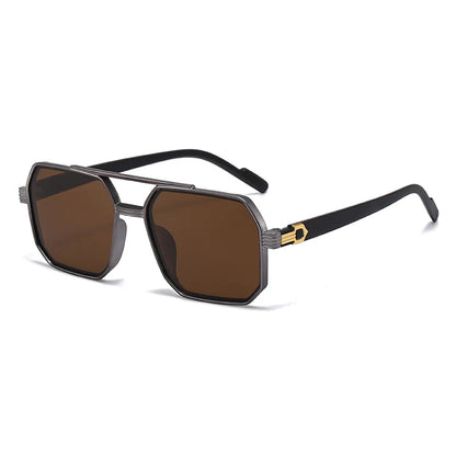 Hiking New Fashion Double Beam Polygonal Anti Light Glasses Retro Personalized Trendy Large Frame Eyewear European and Americ