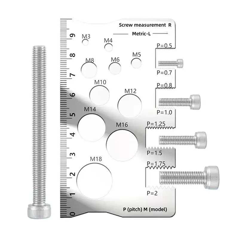 Screw Thread Pitch Gauge Ruler Measuring Tool Bolt Nut Metric Machining Threads Screw Cutting Gauge Angle Model Measuring