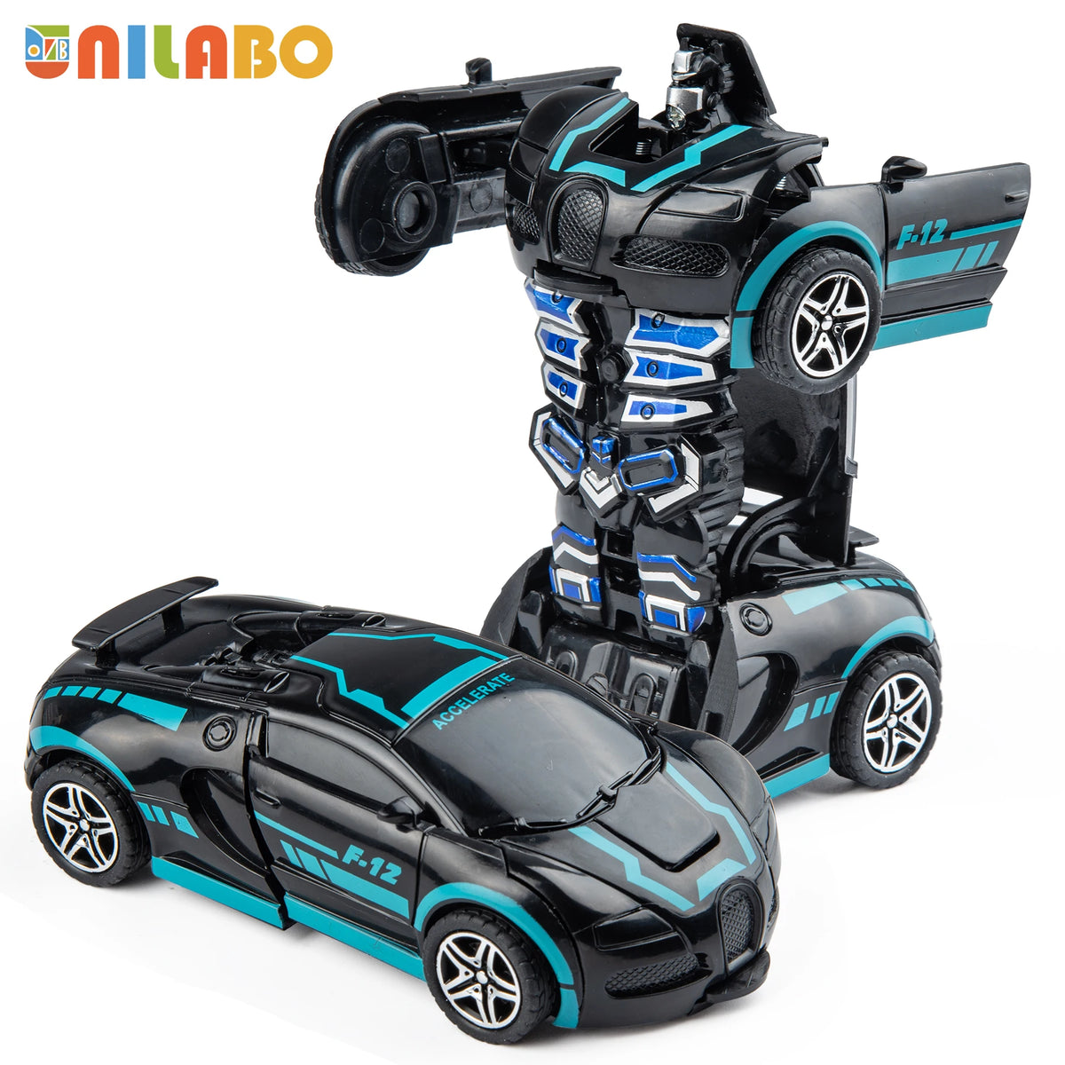 Transformable Robot Sports Car Toys, No Batteries, Educational Kids Gift, Colorful Model Vehicle for Play Learning - DEEP BLU