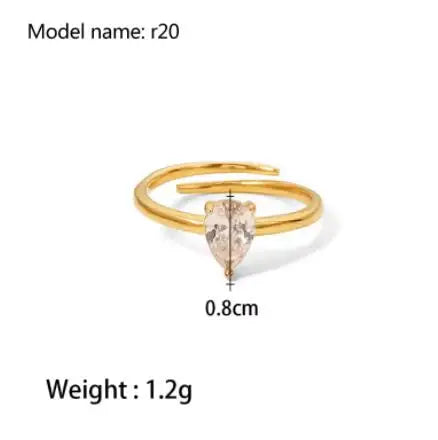 Fashion Simple Stainless Steel Rings For Women Gold Color Smooth Geometric Open Rings Arc Rings Diamonds Jewellery Ring Gift 