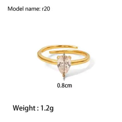 Fashion Simple Stainless Steel Rings For Women Gold Color Smooth Geometric Open Rings Arc Rings Diamonds Jewellery Ring Gift 