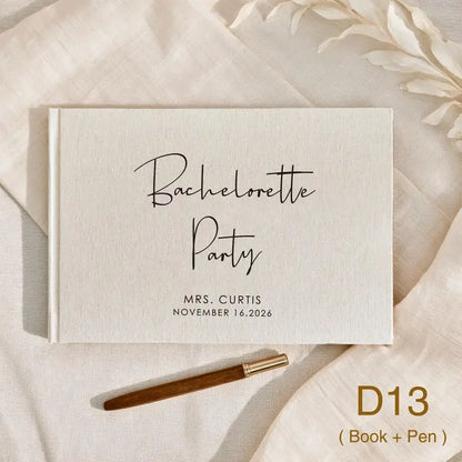 Custom Wedding Guest Book with Pen Personalized Linen Hardcover Photo Album Wedding Keepsake & Anniversary Memory Guestbook G