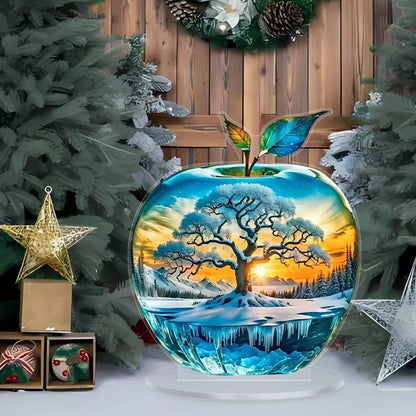 2D Acrylic Apple Landscape Desktop Decoration Ornament Home Living Room Entrance Tabletop Decoration Office Table Ornament