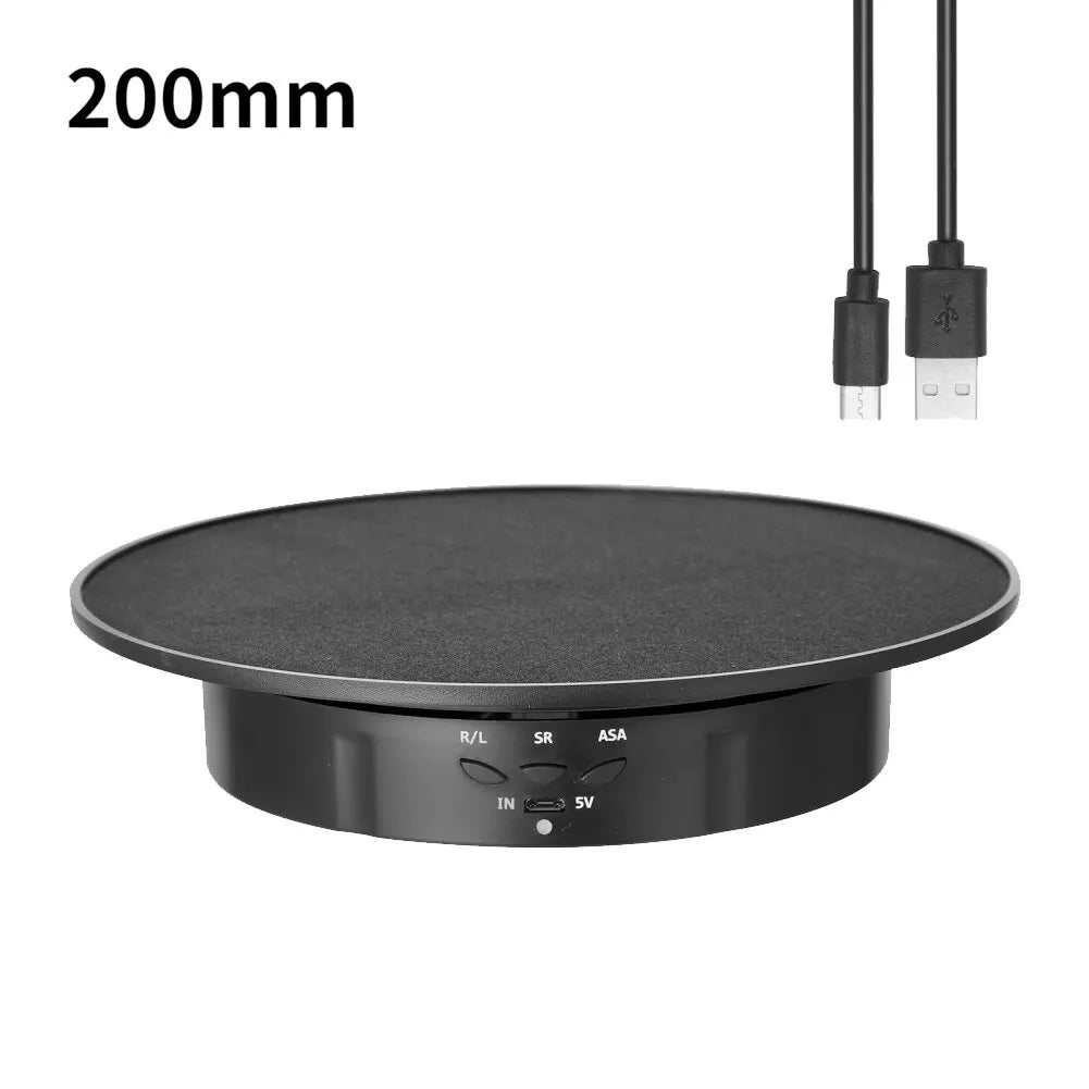 3 Speeds Electric Rotating Display Stand Mirror 360 Degree Turntable Jewelry Holder Battery/USB Power for Photography Shootin