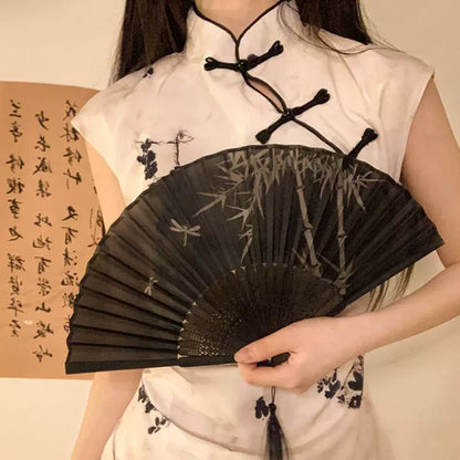 Folding Hand Fan Vintage Silk Bamboo Fans Chinese Hand Fans Women Dance Fan Cosplay Wedding Party Props Decor Gift Fan Portab