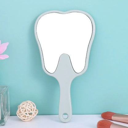 1PC Tooth Shaped Handheld Mirror Cute Makeup Mirror Durable High Definition Dental Mirrors Gifts - green-13.5x24.5cm