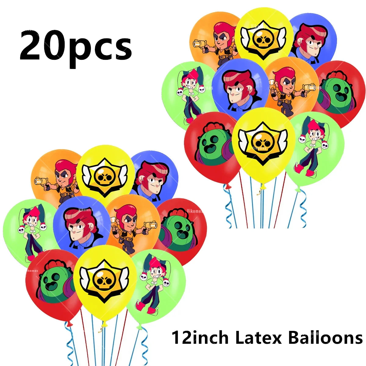 Battle Balloons Happy Birthday Banner Fight Game Party Decoration Brawled Background Cake Topper Disposable Tableware Keychai