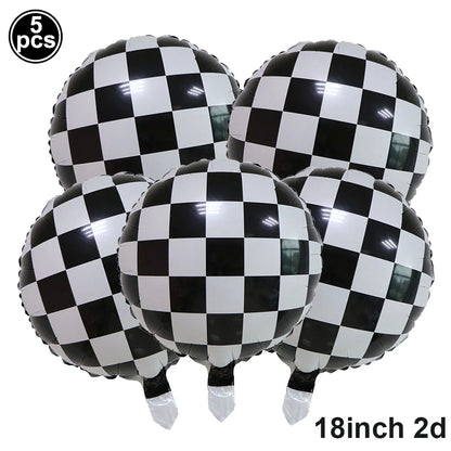 Racing Car Theme 3-Tier Round Cardboard Cupcake Stand Cars Birthday Party Tablecloth Black and White Checkered Decor Supplies