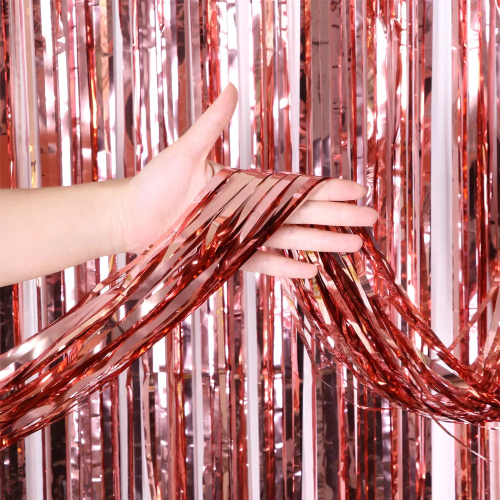2/3M Party Background Wedding Decoration Foil Fringe Curtain Sequin Bachelorette Photo Backdrop Wall Curtain Birthday BabySho