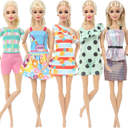 5 Set 3 Set Handmade Fashion Doll Outfit Daily Casual Wear Blouse Shirt Vest Bottom Pants Skirt Clothes for 1/6 Doll Accessor
