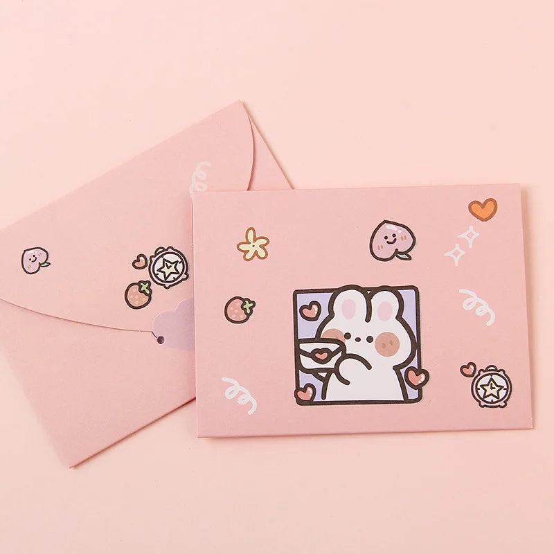 10Pcs/Set Cartoon Greeting Card Student DIY Teacher's Day Bouquet Card Message Small Card Birthday Postcards Party Decoration