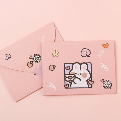 10Pcs/Set Cartoon Greeting Card Student DIY Teacher's Day Bouquet Card Message Small Card Birthday Postcards Party Decoration