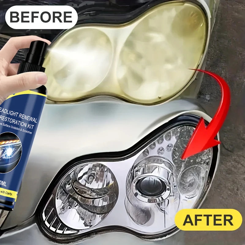100ml Ceramic Headlight Restoration Spray, Premium Car Headlight Repair Tool - Removes Yellowing and Oxidation, Restores Clar