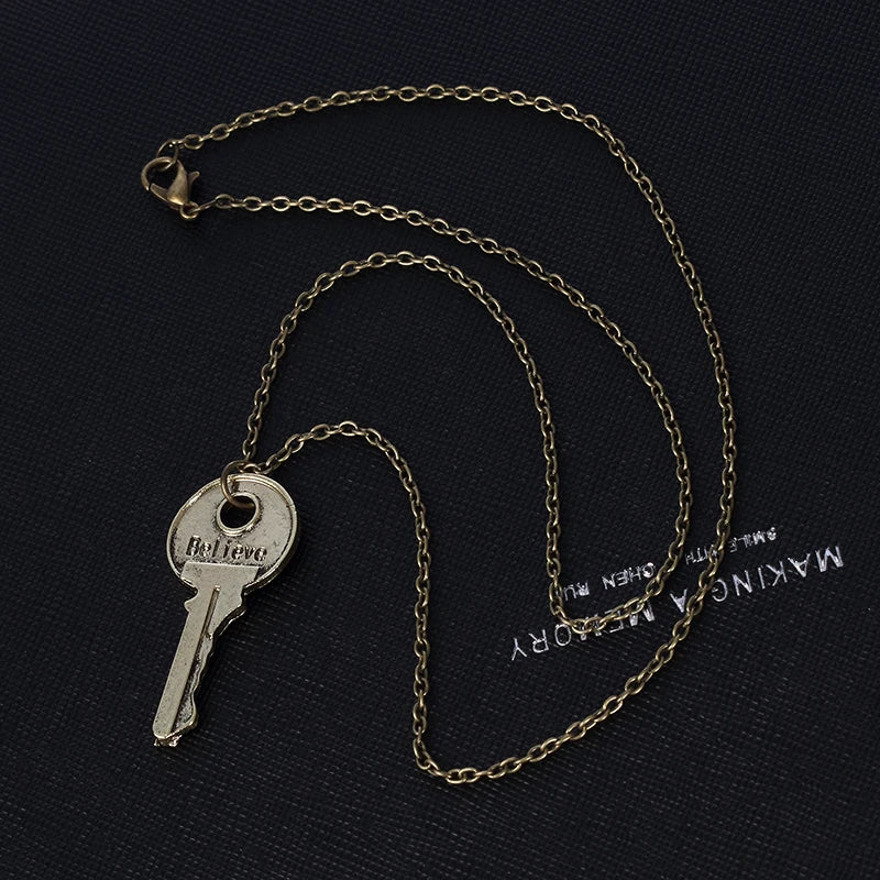 Fashion Vintage Charm Believe Key Necklace Double Letter Believe Design Inspirational Pendants Jewelry For Men And Women Gift