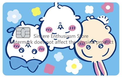 Cartoon Kawaii Chiikawas Credit Card Skin Stickers Cute Matte Sticker for VISA JCB Mastercard and Other IC Card Decorative