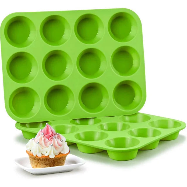 12 Holes Cupcakes Mold Non Stick Muffin Cupcake Silicone Mold Soap Chocolate Muffin Baking Pan Silicone Cake Mold Baking Tool