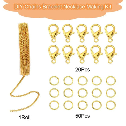 5M Chains Jewelry Making Supplies, Cable Link Chains For Making Jewelry Necklace Earring Bracelet Findings DIY Craft Kit