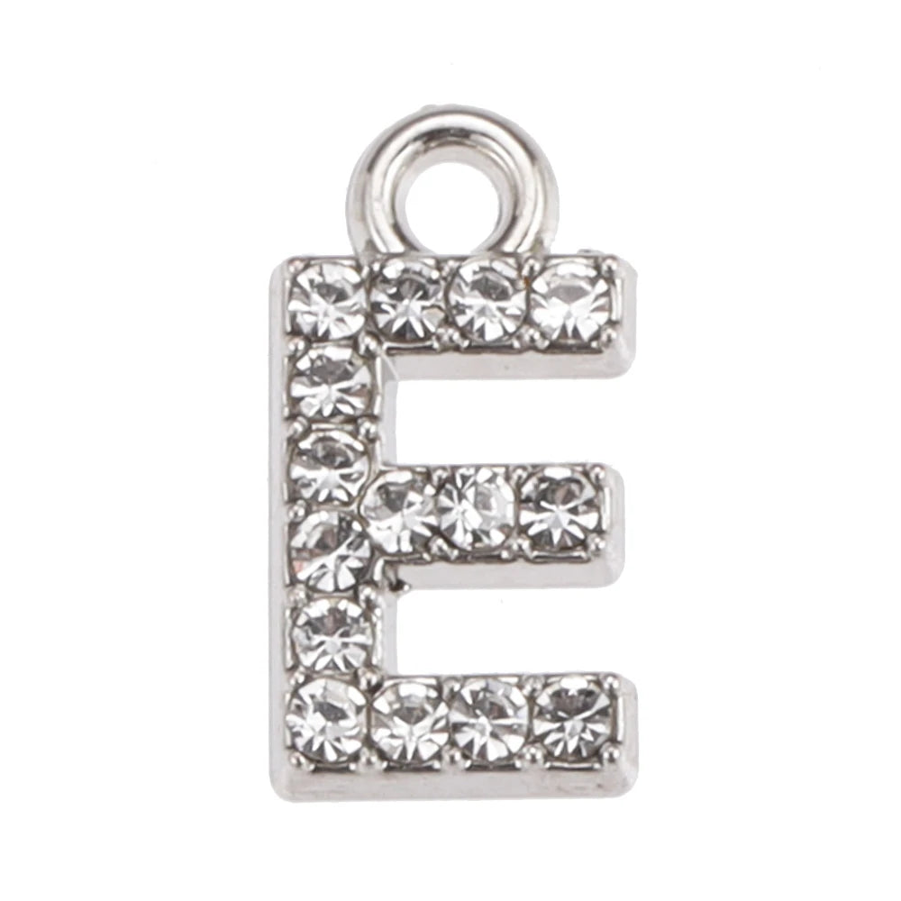 10/26pcs Silver Color Alloy Crystal Mini Alphabet 26 Letter Charms Pendants for Women Necklace Earring Jewelry Accessories - 