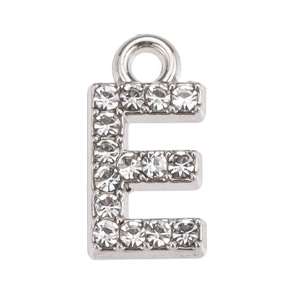 10/26pcs Silver Color Alloy Crystal Mini Alphabet 26 Letter Charms Pendants for Women Necklace Earring Jewelry Accessories - 