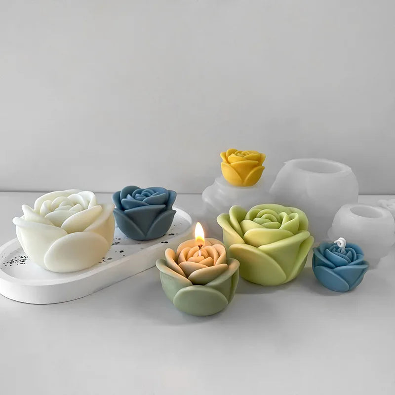 Valentine's Day Flower Silicone Candle Mold 3D Peony Flower Soap Gypsum Craft Mould DIY Chocolate Cake Baking Tool Wedding Gi